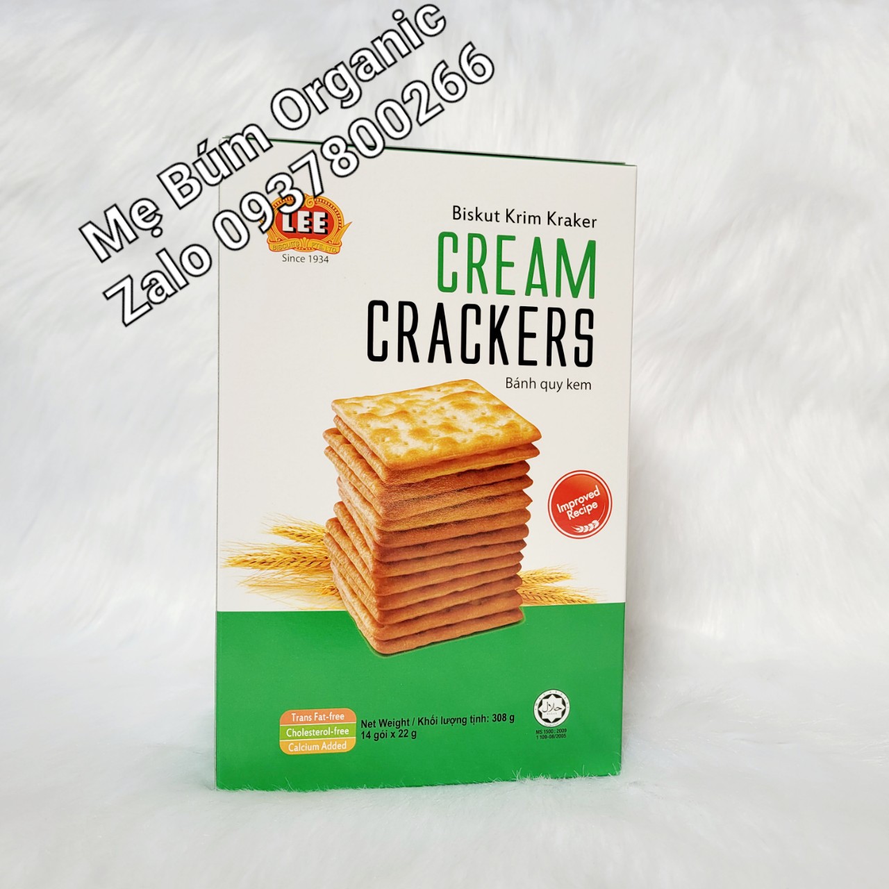 Bánh quy giòn không đường, bánh lúa lạt Malaysia chính hãng - Hộp 308g - chuyên cho người tiểu đường, ăn kiêng, giảm cân