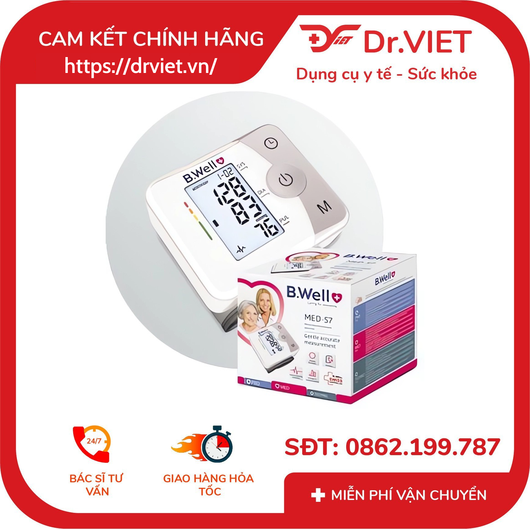 Máy đo huyết áp cổ tay B.Well Swiss MED-57 -- Thiết bị đo huyết áp, nhịp tim chính xác và an toàn