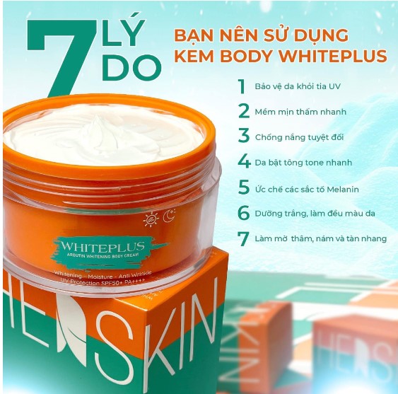 Kem Body Dưỡng Trắng Herskin White Plus 350g Princess White - Dưỡng Da Trắng Hồng Chống Nắng