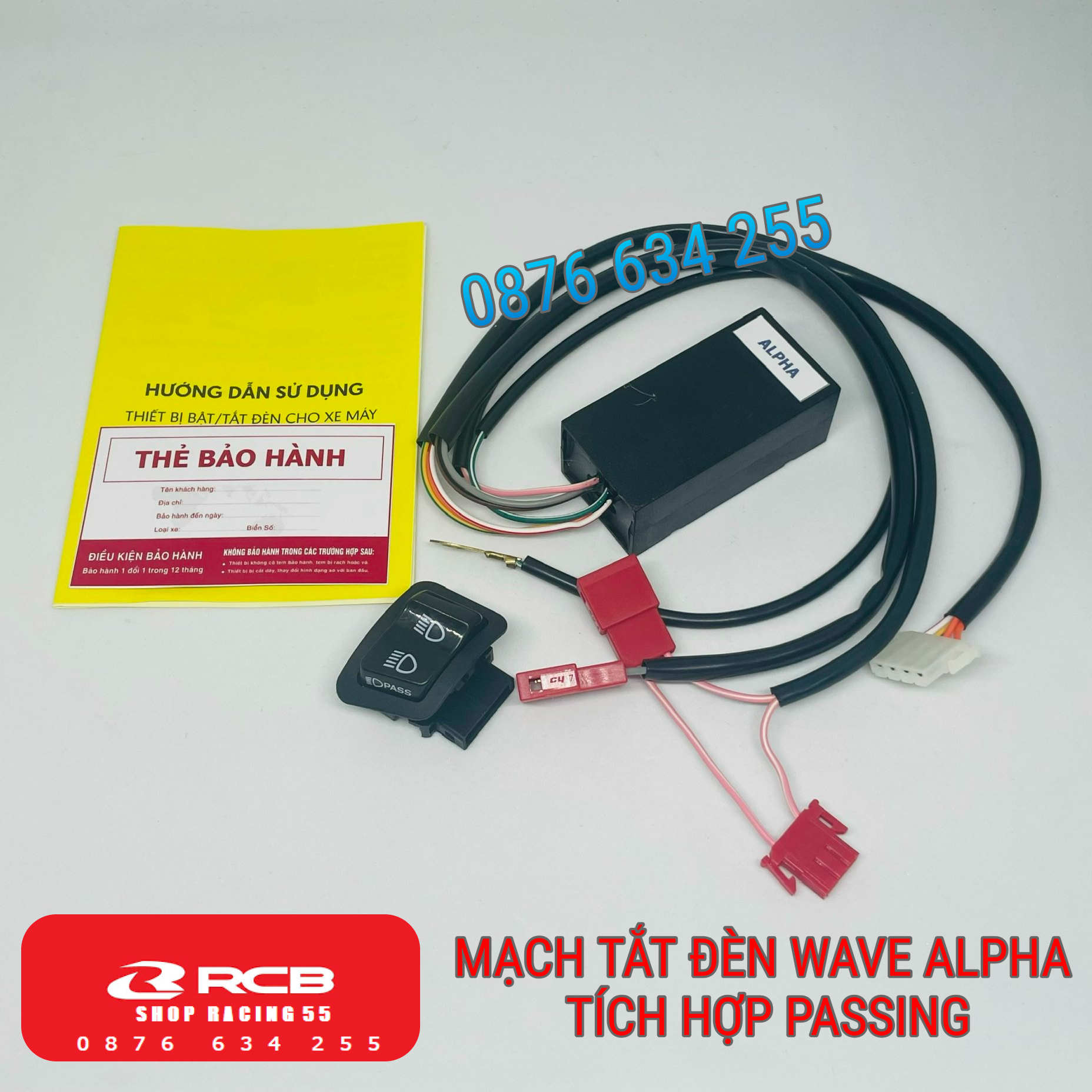 Bộ mạch tắt đèn xe wave alpha -rsx - blade. tích hợp passing - bh 1 năm