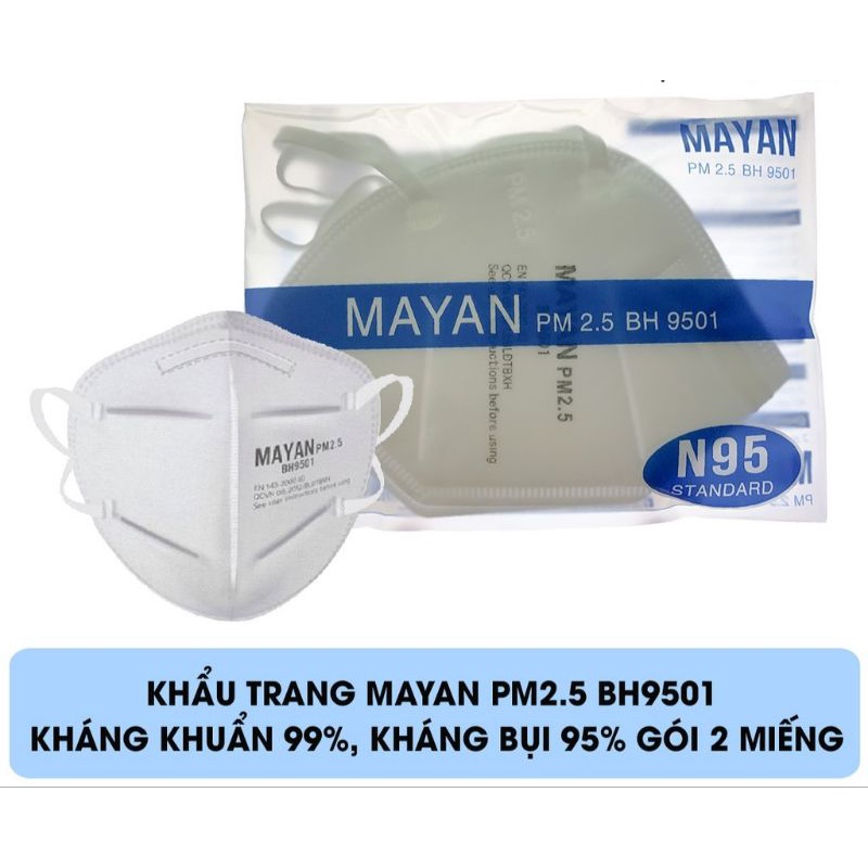 Khẩu trang n95 mayan pm2.5 túi 2 cái
