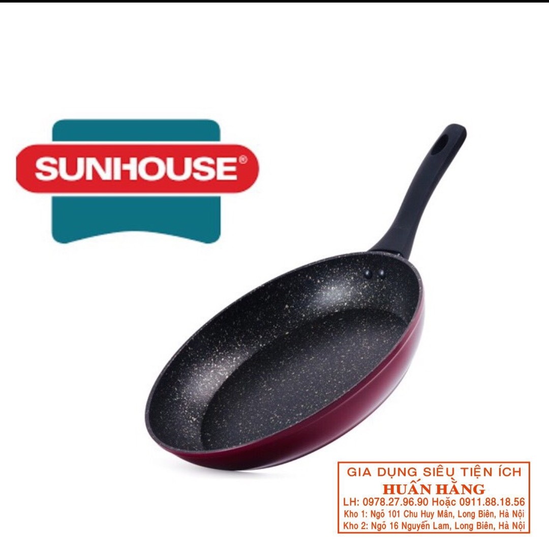 Chảo đá hoa cương đáy từ sunhouse sfp28b 28cm đỏ