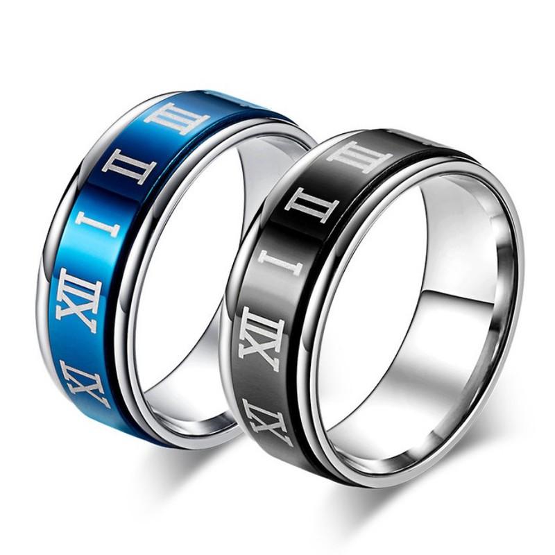 Nhẫn Nam In Số La Mã Titan Ko Đen Cao Cấp TT 2187