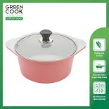 Nồi đúc ceramic vân đá chống dính đáy từ 24cm Green Cook GCS02-24IH công nghệ Hàn Quốc sản xuất tại Việt Nam - Hàng chính hãng greencook