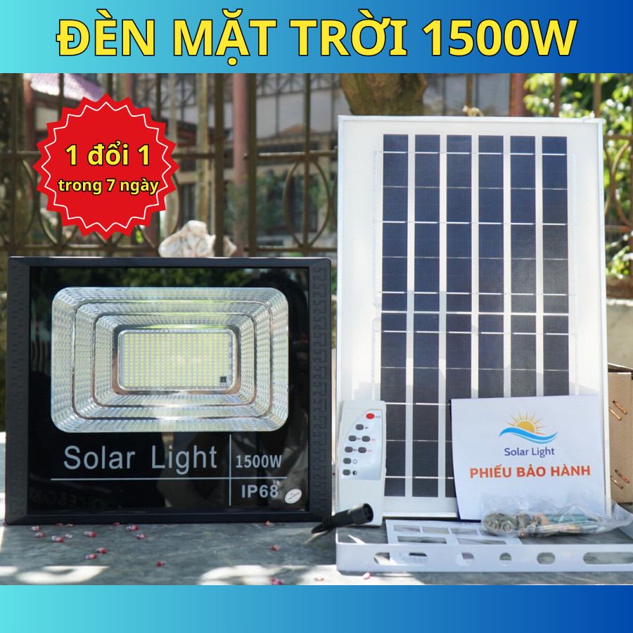 Đèn năng lượng mặt trời 1500w siêu sáng bảo hành 12 tháng chiếu sáng cả đêm phạm vi 200m chống nước tuyệt đối, đèn led năng lượng mặt trời cỡ lớn loại to