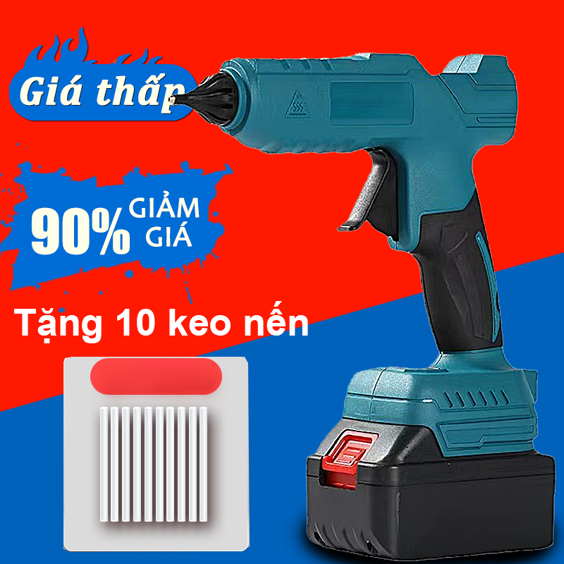 Súng bắn keo nến 11mm dùng pin 21V,súng bắn keo nến tự động,súng keo nến chạy pin 100w,tặng 10 keo nến silicon dài 11mm