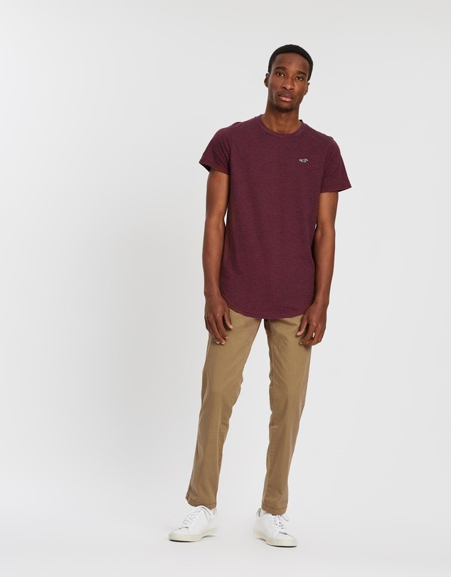 Áo thun nam hollister hol-tc154 curved hem tee burgundy