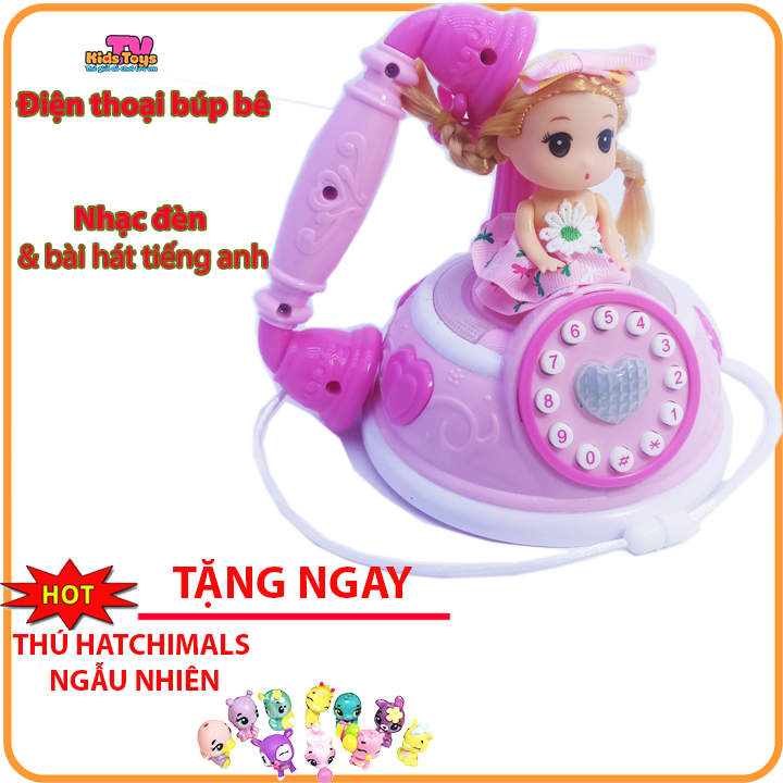 [HCM](KÈM QUÀ TẶNG)Đồ chơi điện thoại bàn kiểu dáng cổ  cho bé kèm búp bê siêu dễ thương có nhạc đèn và bài hát tiếng anh đếm số tiếng anh đồ chơi bé gái đồ chơi điện thoại bàn đồ chơi búp bê quà tặng bé gái