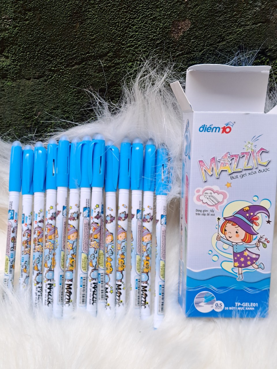 20 Cây Bút Gel Xóa Được Mực Xanh MAZZIC TP-GELE01 Ngòi 0.5mm