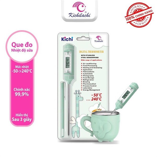 Nhiệt kế điện tử kichilachi, que đo nhiệt độ sữa, đo nhiệt độ nước tắm cho bé