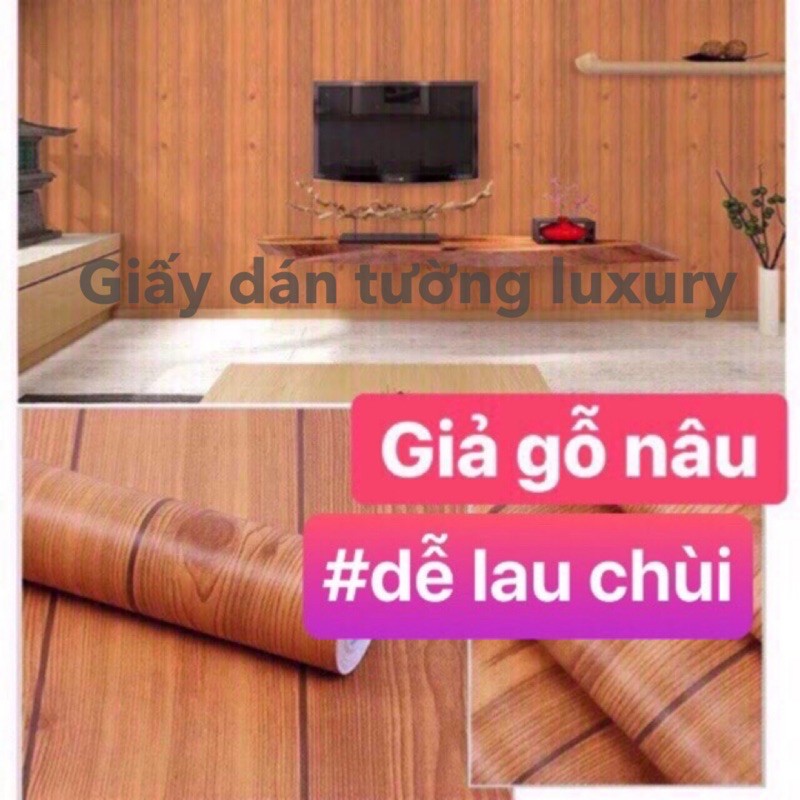 Giấy dán tường giả gỗ 10Mx45CM decal dán tường trang trí phòng ngủ sẵn keo giấy dán tường giá rẻ