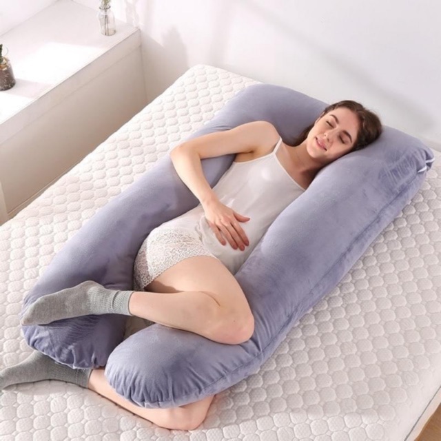 Gối ôm bà bầu hình chữ U vải nhung