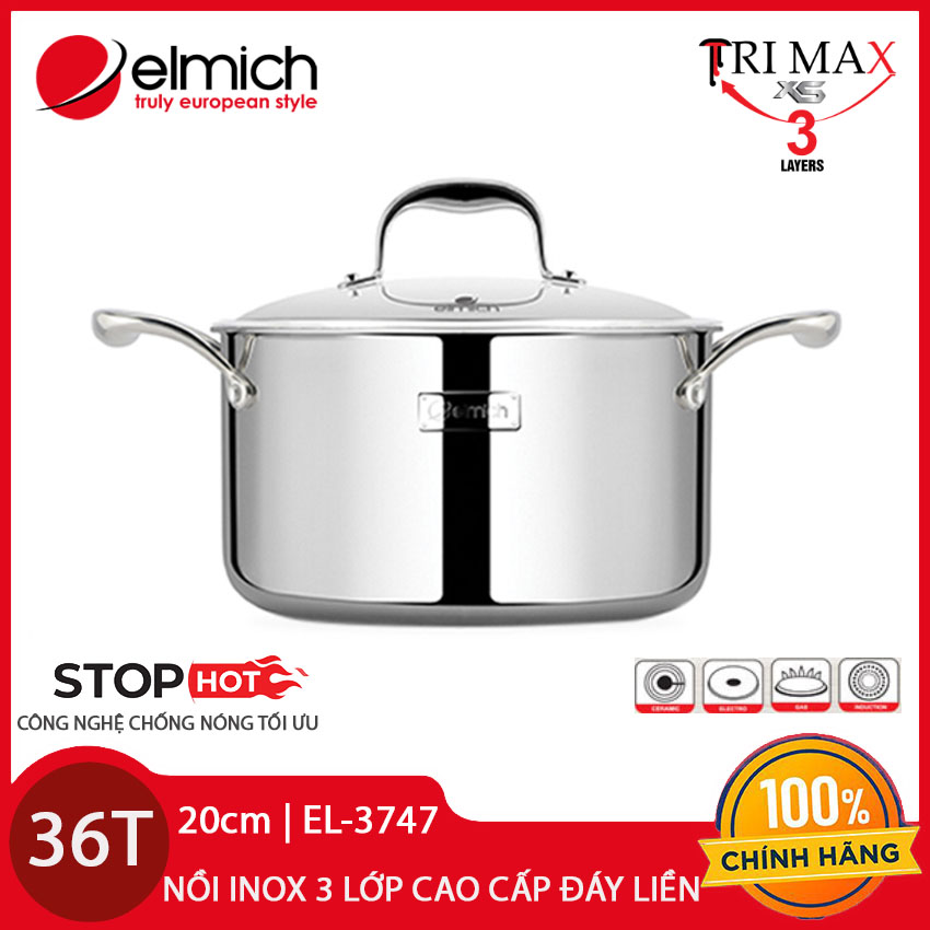 Nồi Inox 3 Lớp Cao Cấp Đáy Liền Emich Tri-max XS EL-3747 Size 20cm - Hàng chính hãng, bảo hành 36 tháng