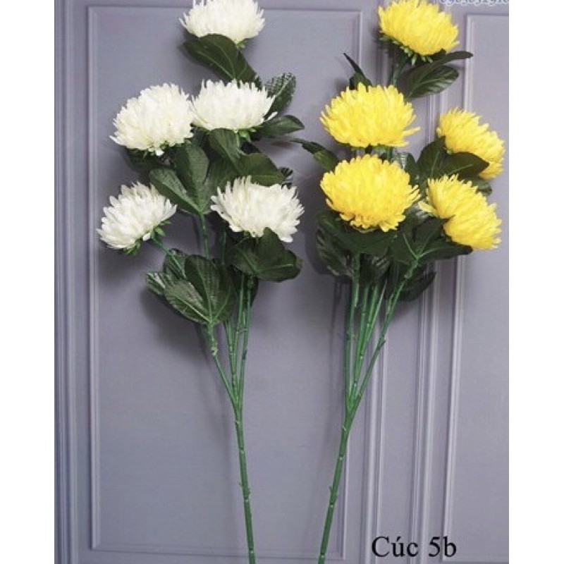 Hoa cúc giả - Hoa cúc 5 bông cành dài 105 cm, cành 3 bông dài 70 cm cao cấp