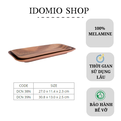 Dĩa Chữ Nhật Melamine Giả Vân Gỗ