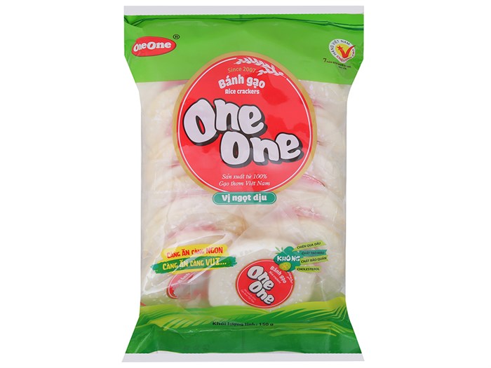 Combo 2 Gói bánh gạo One One mỗi gói 150g vị ngọt dịu gói bánh tuyết không dầu không chất tạo mùi không chất bảo quản không cholesterol