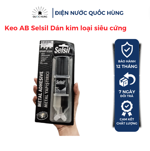 Keo dán ab màu đen 2 thành phần selsil t171 24ml,keo dán đa năng mau khô,dán nhựa,sứ,gỗ, kiếng,dán kim loại siêu cứng