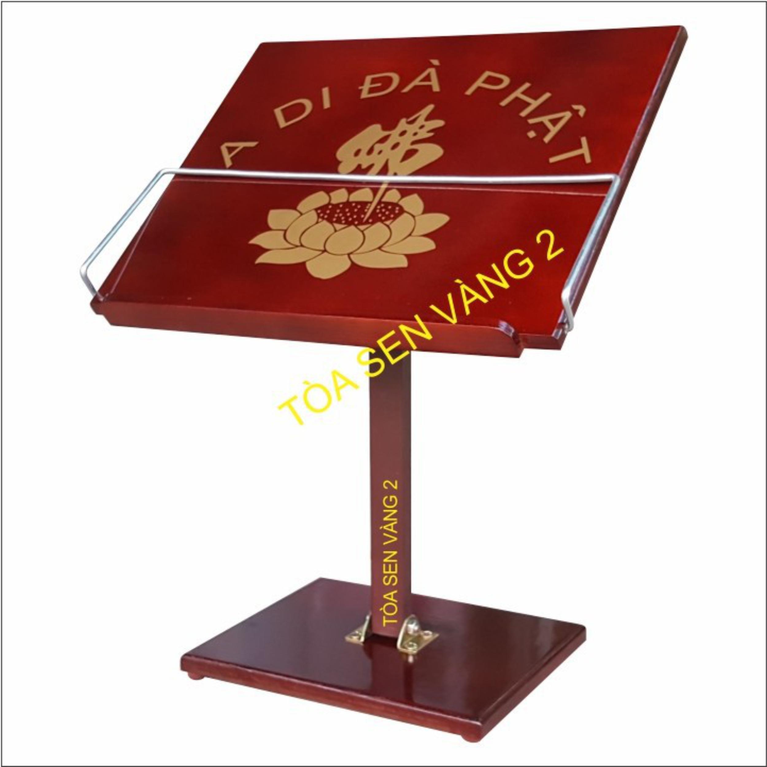 Bàn đọc kinh - Kệ đọc kinh sách bằng gỗ, kệ xếp gọn, in hình bông sen