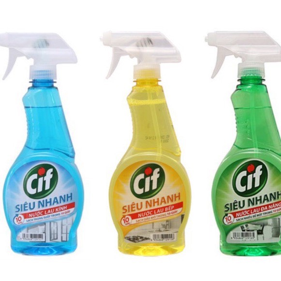 Nước lau cif và sunlight 500ml chai xịt