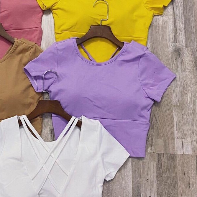 Áo Thun Tay Cọc Đan Dây Sau Lưng, Áo Croptop Thun Borip Đan Dây TT16
