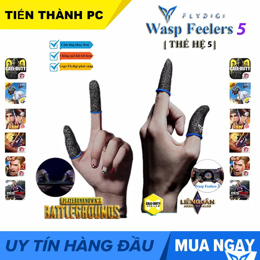 [THẾ HỆ 5 ] Flydigi Wasp Feelers 5 Găng tay chơi game PUBG, Liên quân, chống mồ hôi tốt hơn, nhạy hơn, in nhiệt 3M mới