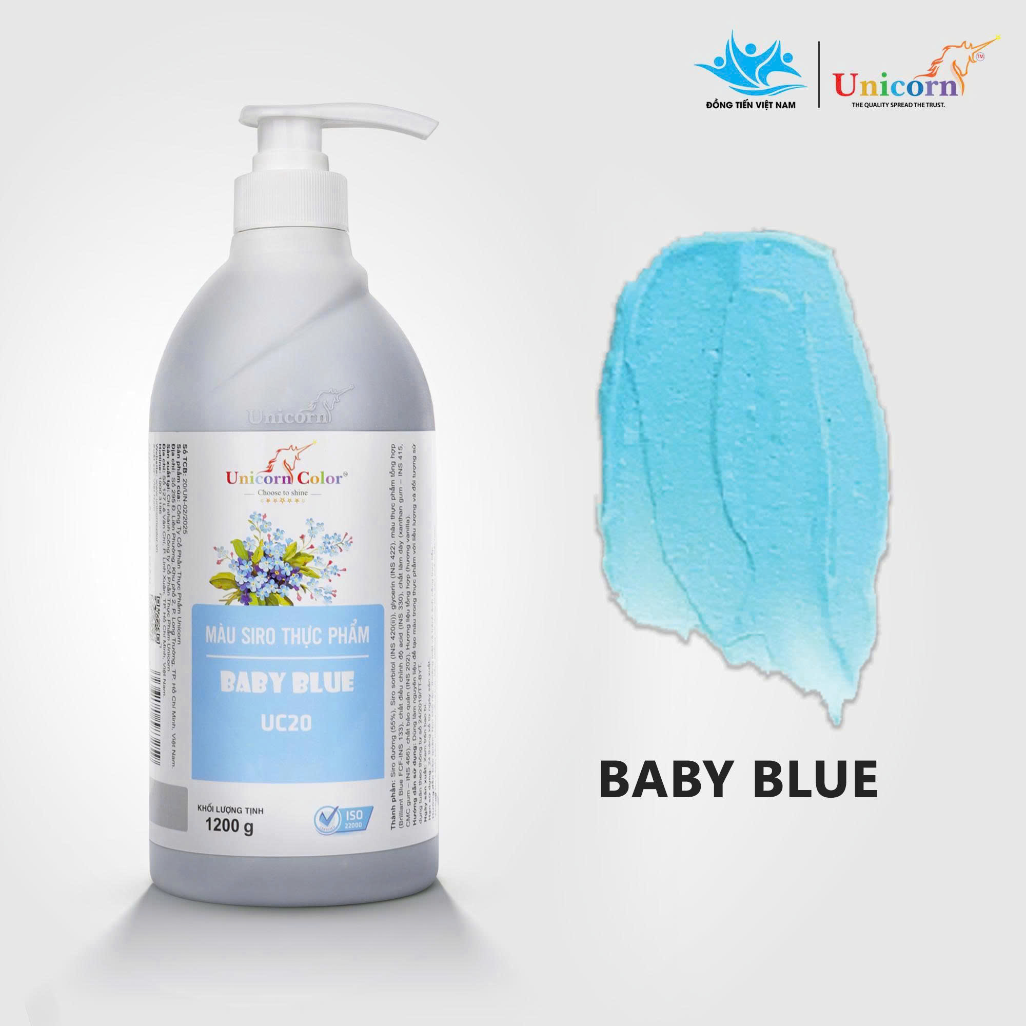 [Chai 1200g] Màu Siro Thực Phẩm Unicorn - Xanh Baby Blue