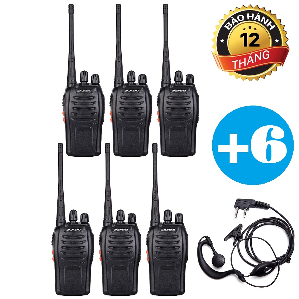 Bộ 06 baofeng bf-888s + 06 tai nghe chuyên dụng - bh:12 tháng