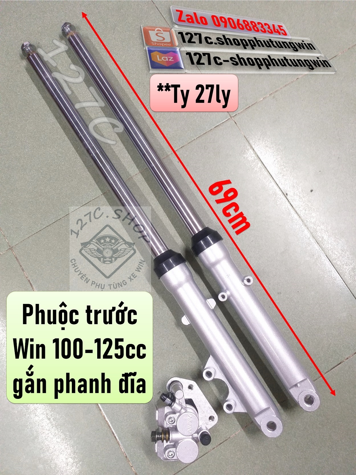 [HCM] Cặp phuộc trước gắn phanh đĩa Win 100/ 125cc