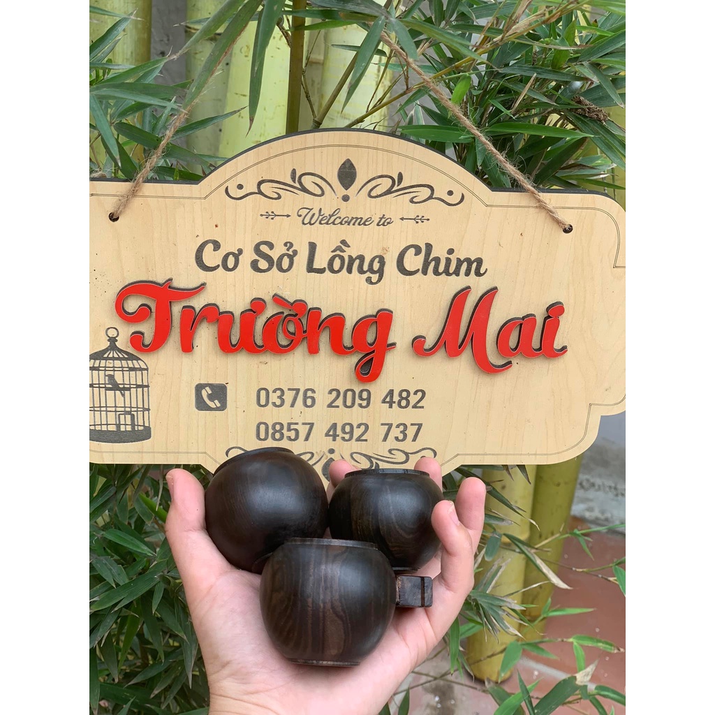 Cóng chim chào mào, chích chòe gỗ mun cao cấp đẹp bền chất lượng đủ bộ 3 chiếc phụ kiện