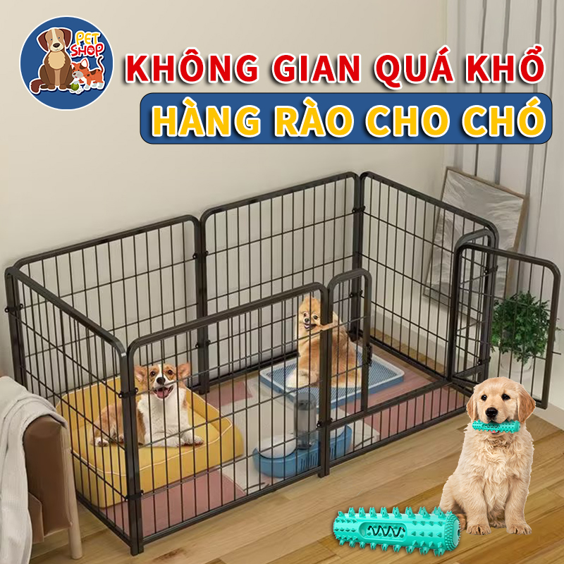 Hàng Rào Quây Cho Chó Bộ 6 tấm Ghép Chuồng Quây Nan Ống Sơn Tĩnh Điện Dành Cho Chó Lớn bốn kích cỡ k