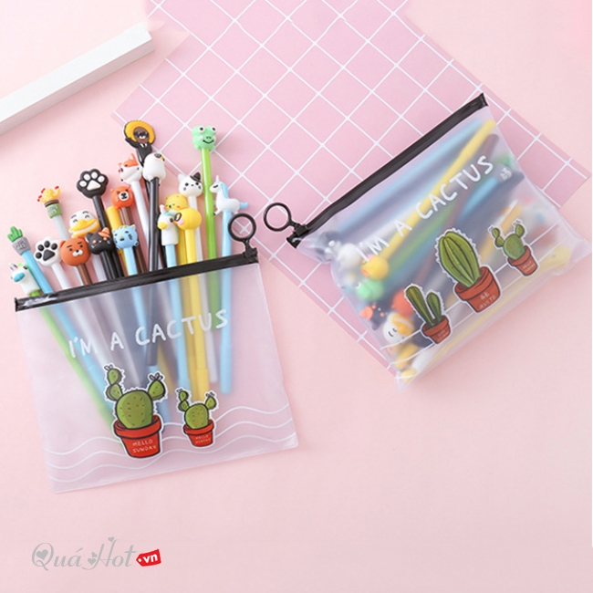 ( Siêu Hot ) COMBO 20 CÂY BÚT KÈM TÚI ĐỰNG SIÊU CUTE, Set 20 Bút Bi Nước Nhiều Hình Ngộ Nghĩnh Mẫu Mới Kèm Túi Đựng