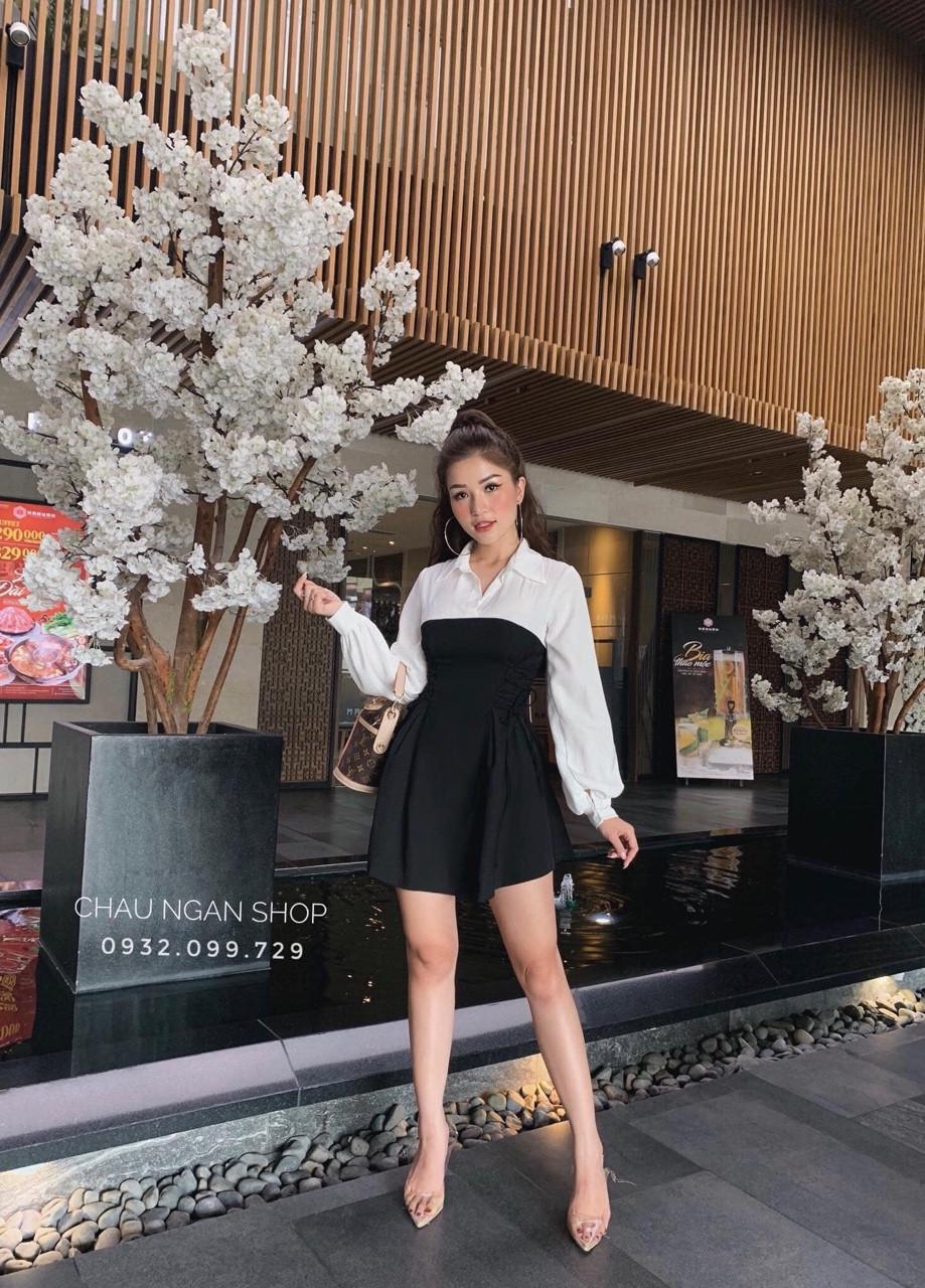 Đầm sơ mi đan eo nữ tính-TH