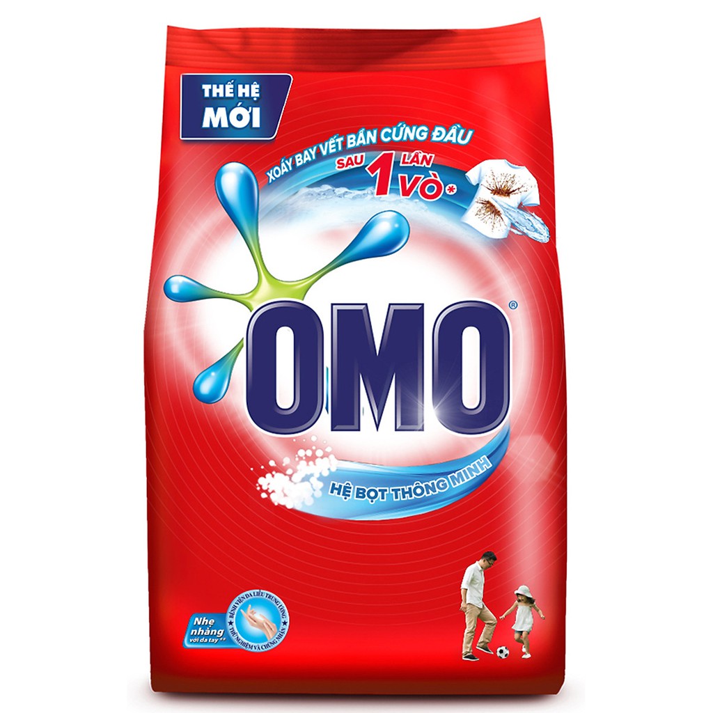 Bột Giặt Omo Đỏ Hệ Bọt Thông Minh 800G