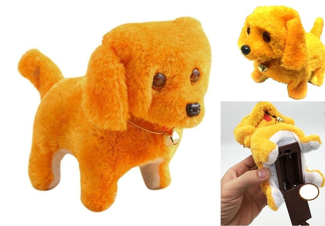 Đồ chơi chú chó vàng biết đi và sủa dùng pin có đèn