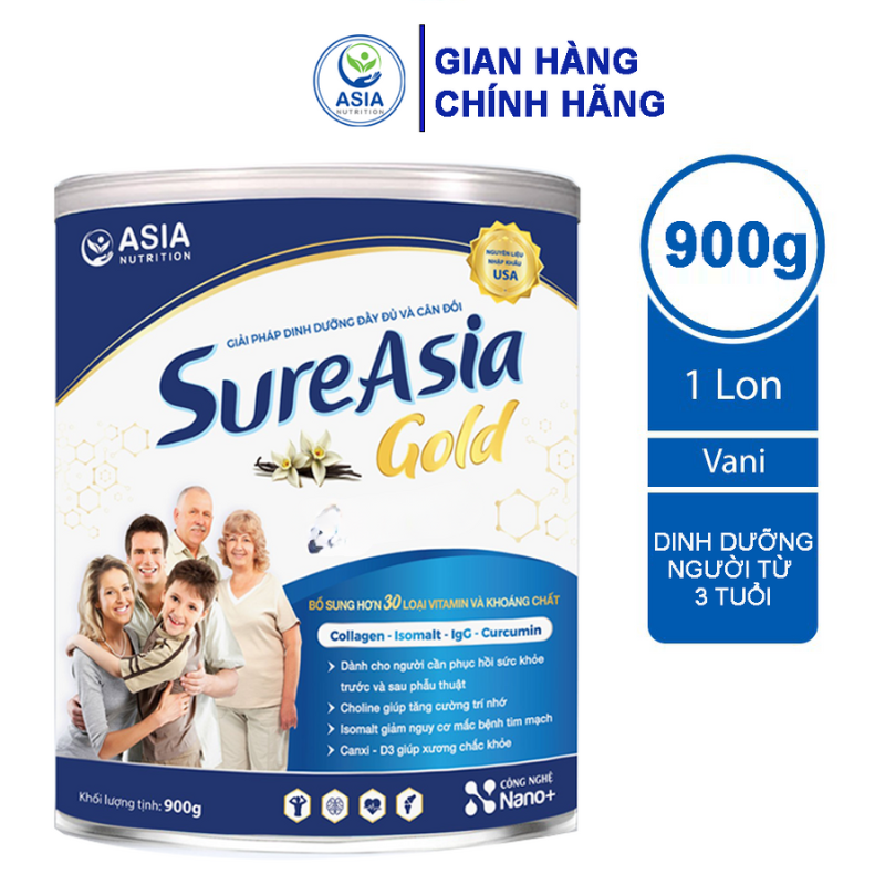 Sữa bột Sure Asia Gold Asia Nutrition 900g cao cấp nguyên liệu nhập khẩu