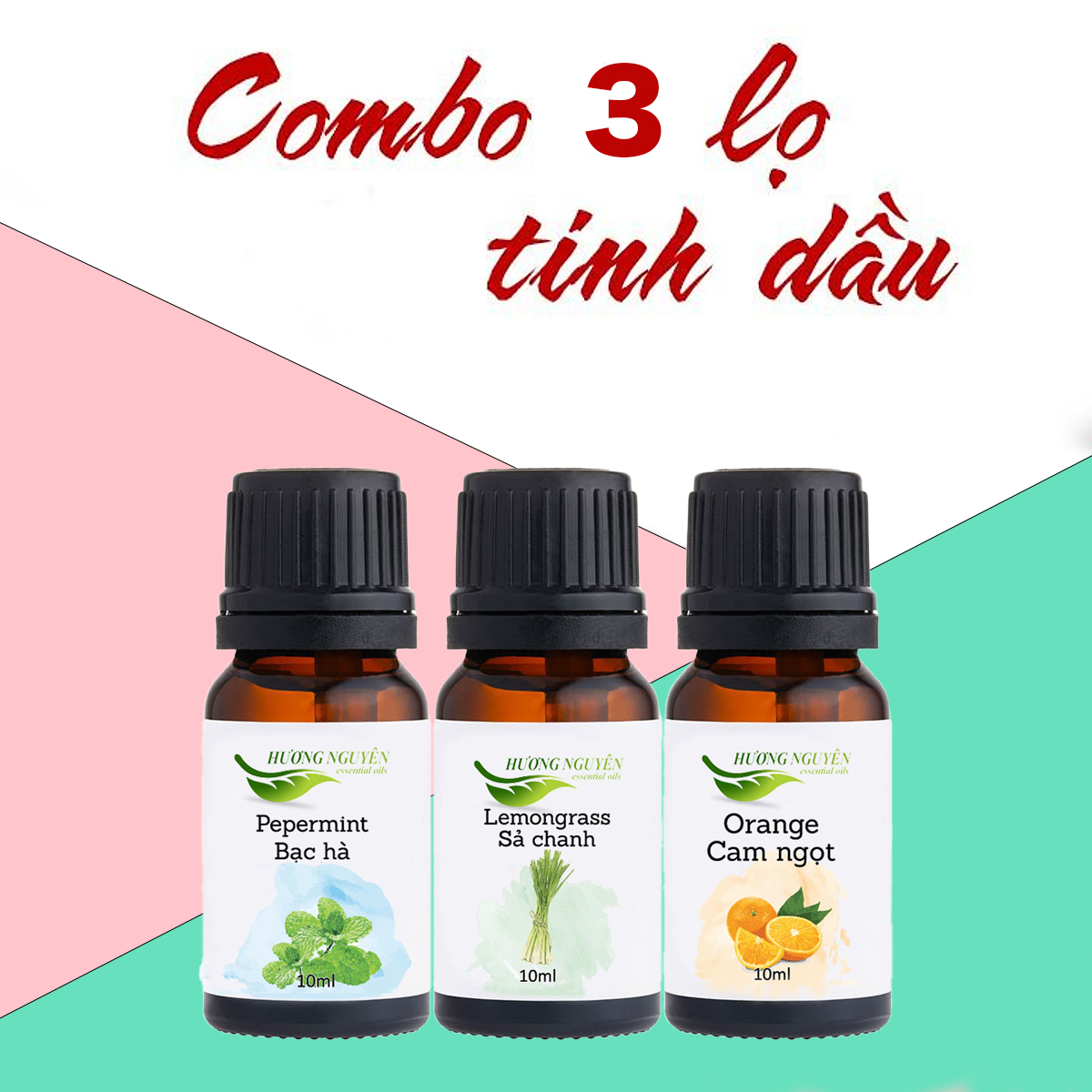 Combo 3 lọ tinh dầu thiên nhiên hương nguyên 10ml | chọn mùi hương tinh dầu
