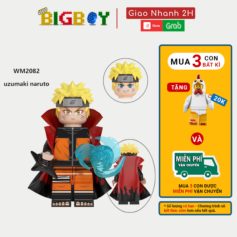 [HCM]Lego Naruto Minifigures Ninja Naruto WM2082 Nhựa ABS 1 Khối Nguyên Seal Kèm Phụ Kiện An Toàn