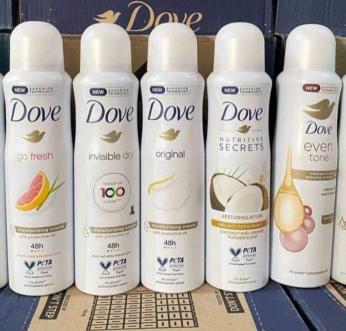  Xịt khử mùi nữ Dove ngăn ngừa mồ hôi và khô thoáng vùng da dưới cánh tay 150ml Châu Âu 