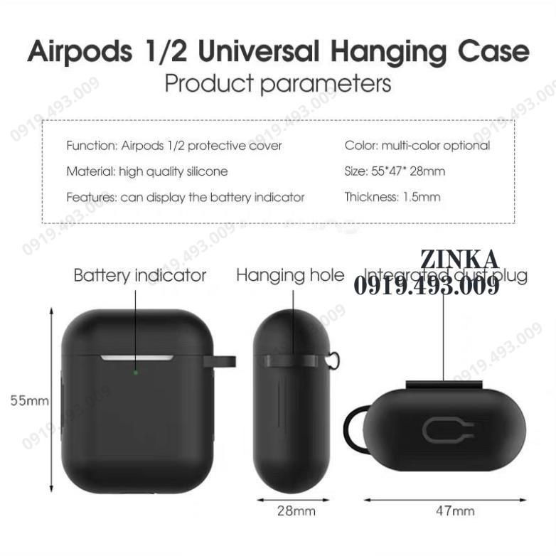 Ốp Bảo Vệ Tai Nghe AirPods 1,2 Silicon Dẻo - ốp case silicon bảo vệ dock sạc tai nghe khỏi bụi bẩn, chống sốc, giảm nguy cơ rơi vỡ - Case/Vỏ Bảo Vệ AirPods Trơn nhiều Màu Tặng Kèm Móc Khóa (ZINKA Shop) zinka