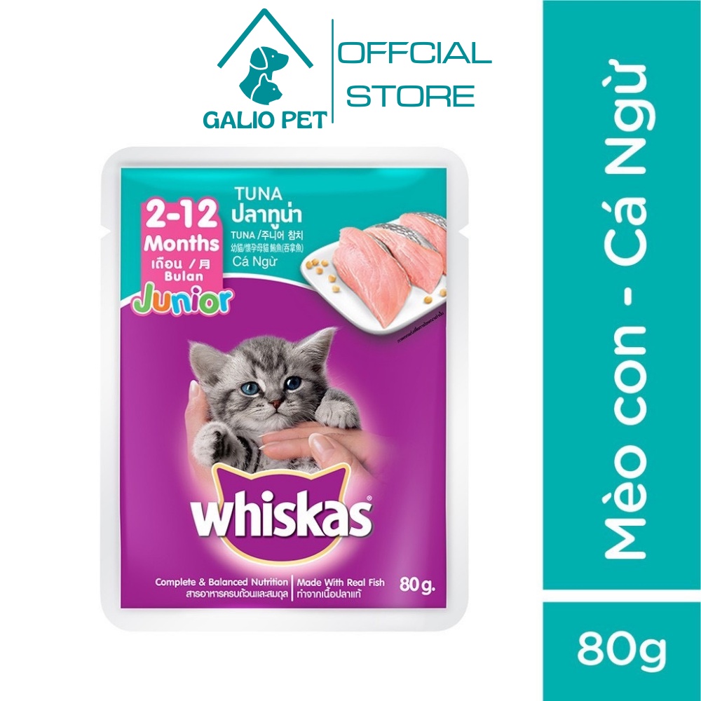 Pate whiskas® cho mèo con vị cá ngừ túi 80g
