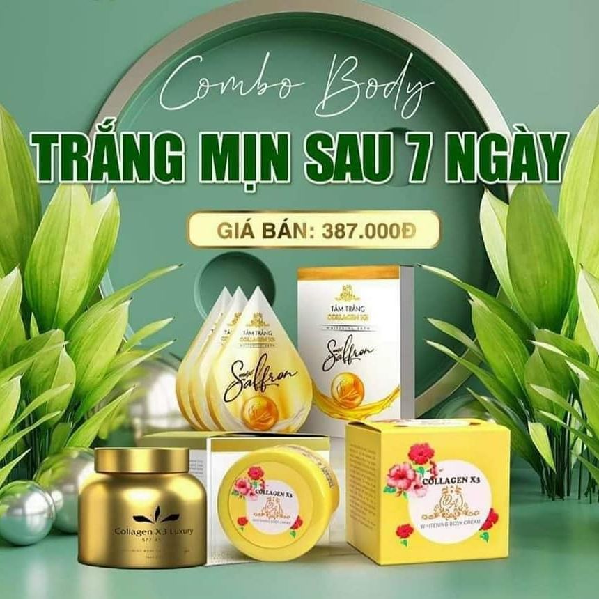 Combo body collagen x3 Đông Anh luxury + tắm trắng toàn thân TẶNG kem kích trắng chính hãng Nguyễn Huỳnh Như - Helena Cosmetics