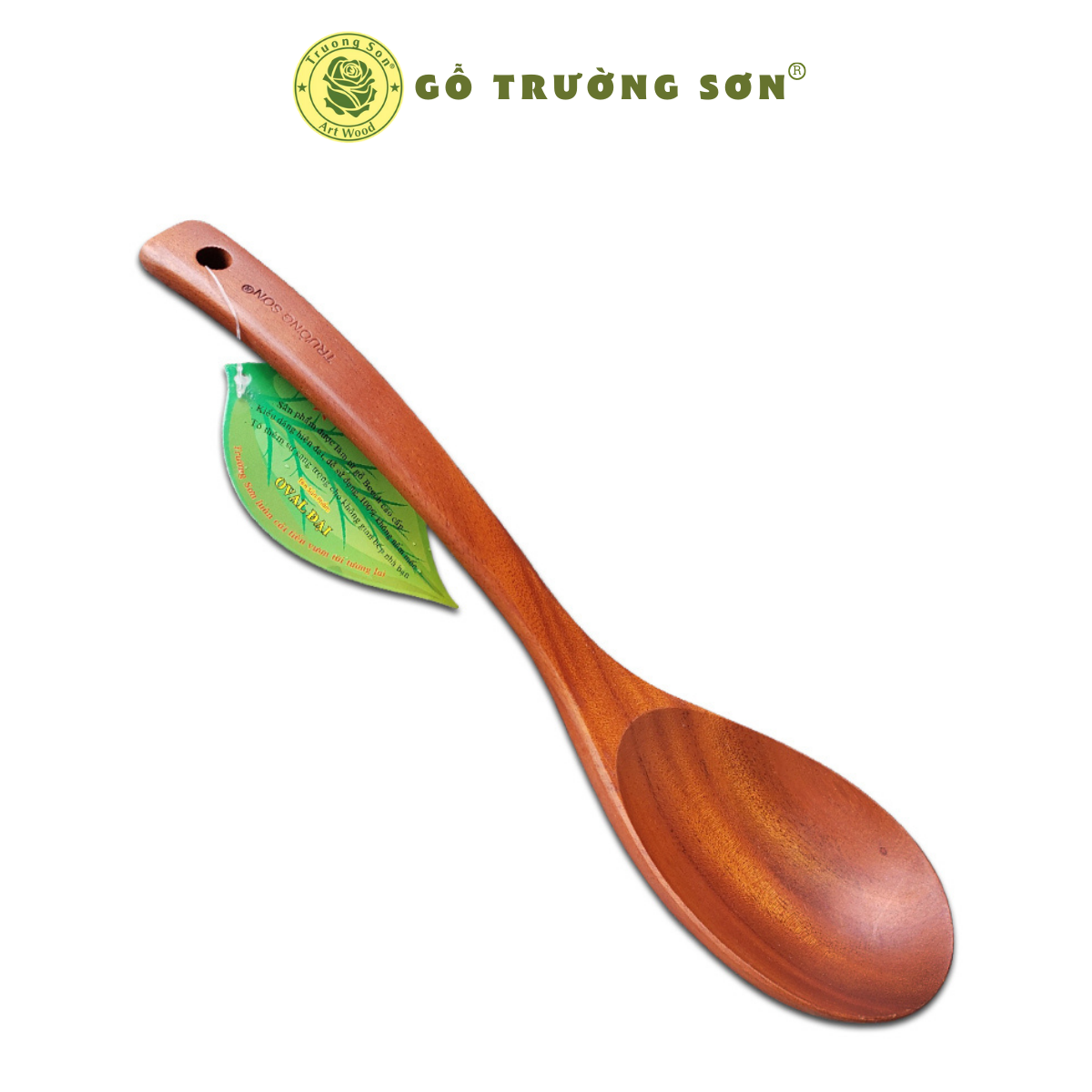 Muỗng gỗ múc canh rau cỡ lớn - vá canh oval đại gỗ xà cừ kích thước - đồ gỗ nhà bếp thương hiệu trường sơn