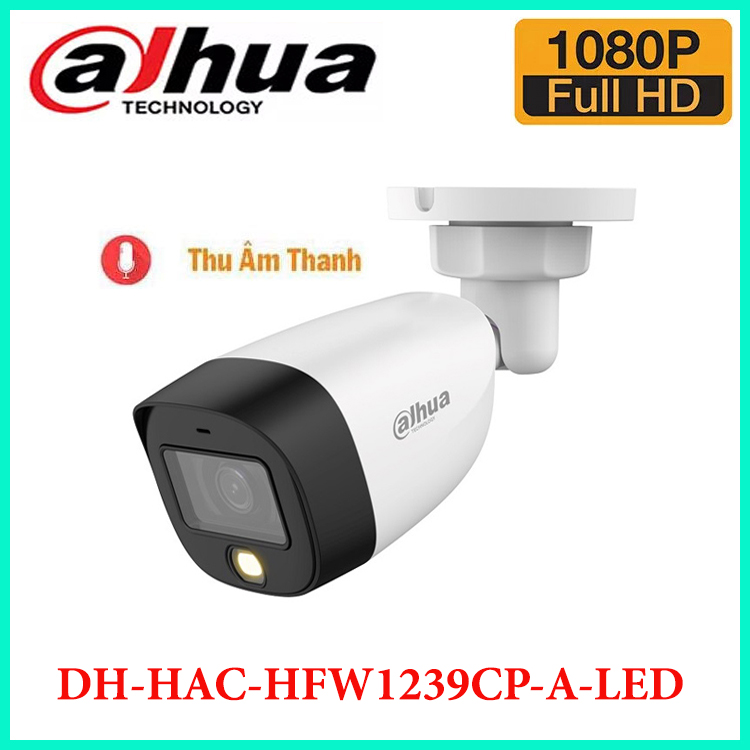 Mắt camera dahua dh-hac-hfw1239cp-a-led camera ban đêm có màu + mic thu âm thanh , độ phân giải 2.0mp- hàng chính hãng