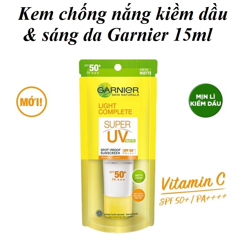 Kem chống nắng kiềm dầu & sáng da Garnier 15ml