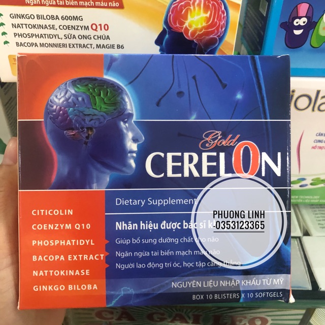 Cerelon Gold bổ não , tăng cường trí nhớ Hộp 100 viên ( Sản phẩm này không phải là thuốc chữa bệnh)