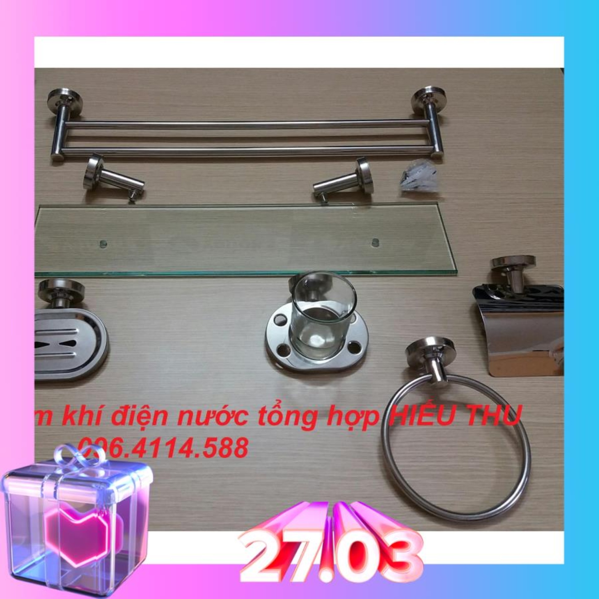 Bộ phụ kiện 6 món phòng tắm inox 304