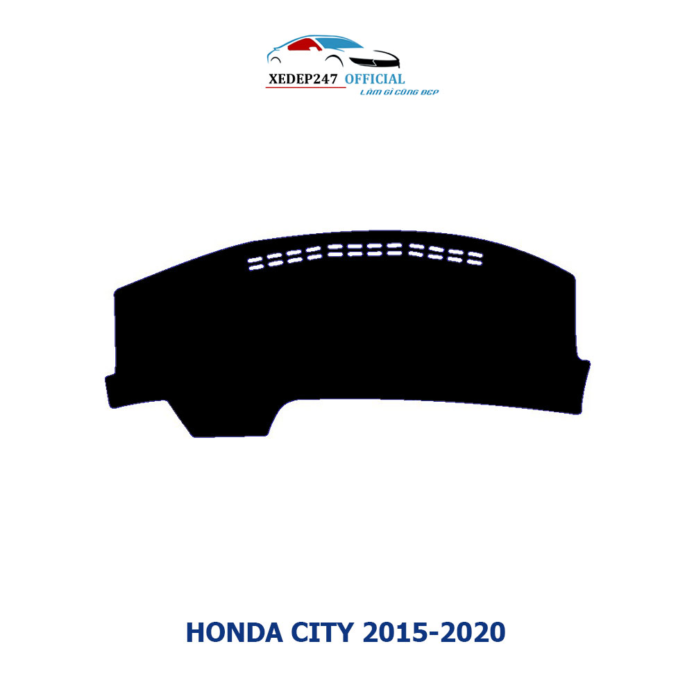 Thảm Taplo dành cho xe Honda City 2015-2022 chất liệu nhung, da carbon và da vân gỗ