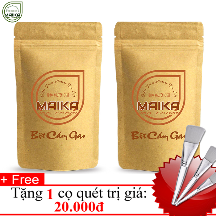 Combo 2 Bột Cám Gạo Nguyên Chất MK Farm (50gr/túi) + Tặng Cọ Quét