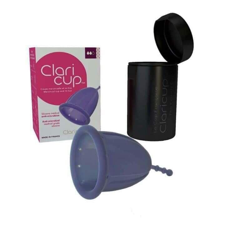 Tặng Cốc tiệt trùng, Túi hãng - Cốc nguyệt san Clari.cup Pháp bản tím than kháng khuẩn, có 4 size