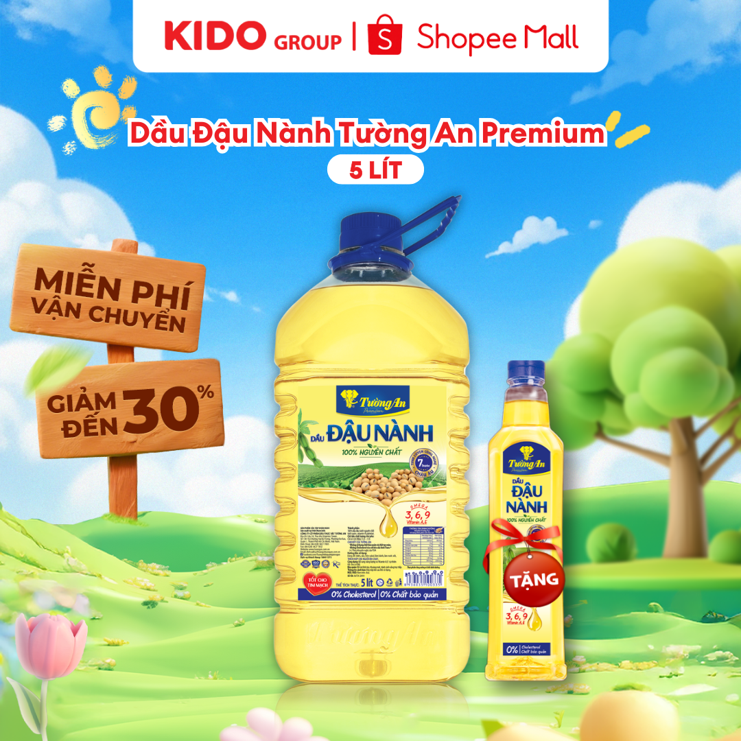 [TẶNG 1 CHAI 400ML] Dầu Đậu Nành Tường An Premium 5L